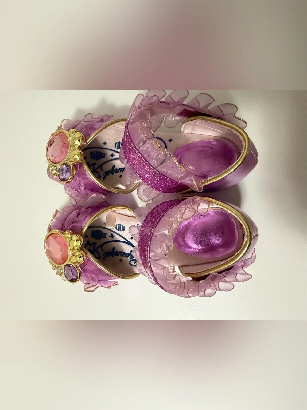 Girls Pink Purple Jeweled Rapunzel Dress Up Sandals Girls 9/10 Disney - Picture 3 of 7